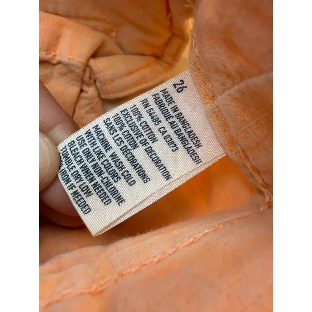 American Eagle Outfitters Women’s Bermuda Shorts Size 26 Peach 100% Cotton